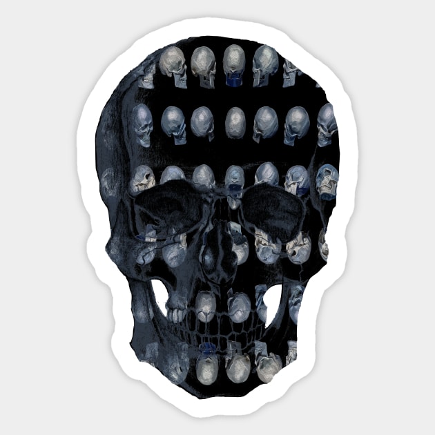 Skull Army Blue (Black Background) Sticker by Diego-t